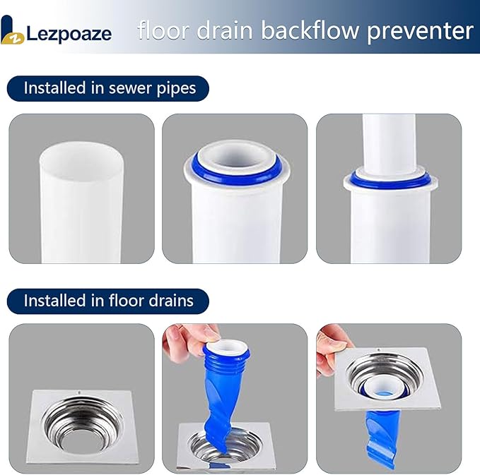 Adjustable Silicone Floor Drain Backflow Preventer, Anti-Odor Sewer Core, One-Way Valve Universal Fit for 40-50mm Drain Pipe, for Bathroom, Kitchen, Shower, Toilet（Blue-4）