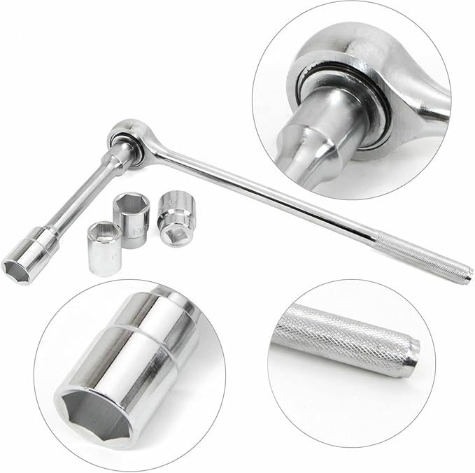 21-Piece 3/4" Drive Socket Wrench Sets, 6-Point,SAE Size(7/8''-2"),CR-V Steel Sockets with Adapters and Ratchet Handle,Flex-head breaker bar