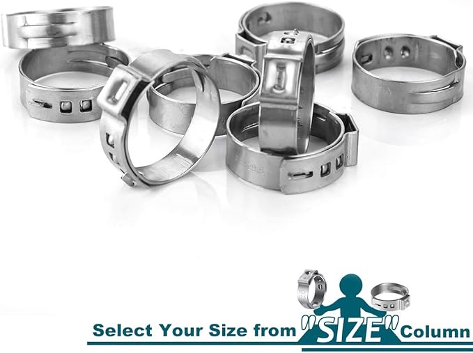 LOKMAN 50 Pack 3/4 Inch PEX Cinch Clamps, Stainless Steel Cinch Crimp Rings Pinch Clamps for PEX Tubing Pipe Fitting Connections (3/4 Inch)