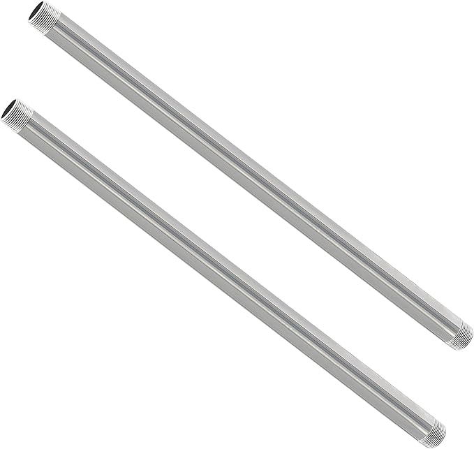 GeilSpace 3/4" x 30" Stainless Steel Pipe, 304 Pipe Nipple Fits Standard 3/4 Inch Threaded Pipes and Fittings, DIY Industrial Metal tube (2 PCS)
