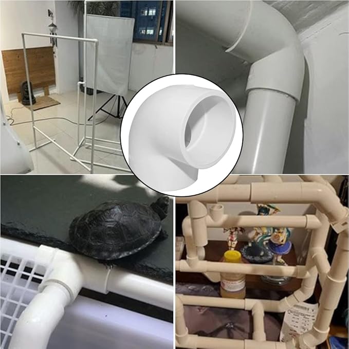 2PCS 2" 90 Degree Elbow PVC Pipe Fitting Adapter Coupling Connector Schedule 40 Slip (Socket x Socket) White Color