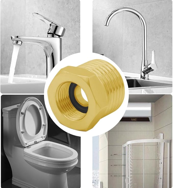 Joywayus 1/2 G Male to 3/8 Compression Female Thread Bushing Pipe Fitting, Brass Reducer Faucet Connector Water Hose Adapter, Supply Line Adapter for RV Kitchen Bathroom Plumbing 4PCS