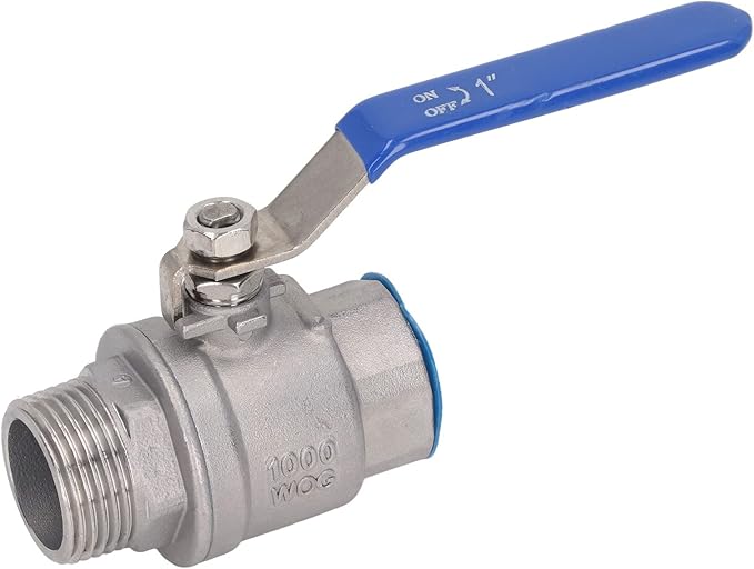 Water Shut Off Valve, Ball Valve 1in NPT Stainless Steel Ball Hose Shut Off Straight Fitting Connector for Water Oil
