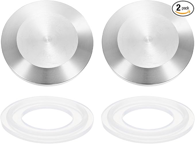 uxcell 2set Stainless Steel Sanitary Fitting Clamp End Cap 1-1/4" (34mm) Solid Tube End Cap with Silicone Gasket for Food Beverage Cosmetics Factory Pipes