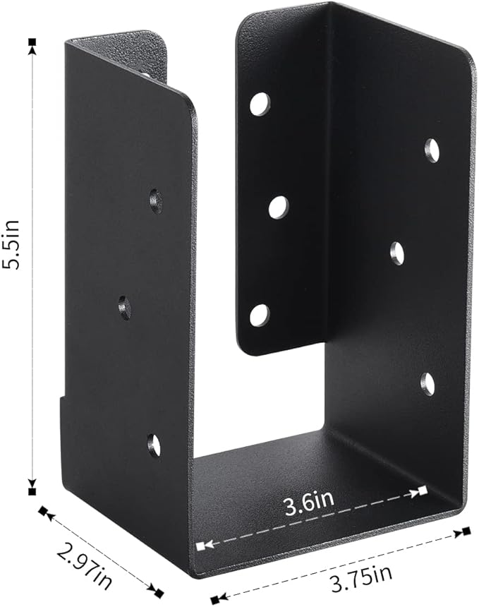 4 Pcs Concealed Joist Hangers, 4"x6" Outdoor Trim Concealed Flanges, Q235B Steel Powder Coated Concealed Mount Joist Hangers for 4"x6" Beam Swing
