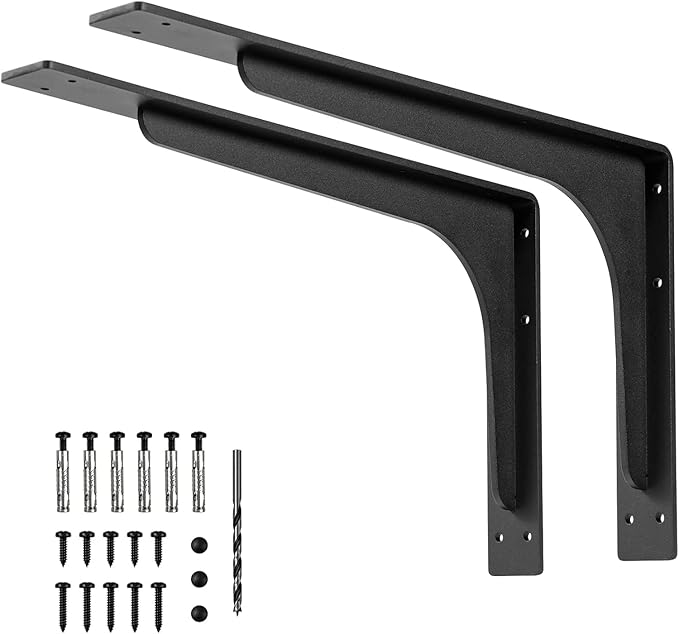 24 inch x14 inch Shelf Support Bracket Heavy Duty, L Shelf Brackets ,max Load 300lbs, , Metal Brackets for Shelves, Counter Bracket ,Corner Brace,Pack of 2. (24 "x 14.2 " Supporting Bar )