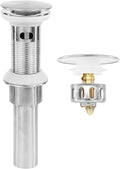 Bathroom Sink Drain,Drain Stopper Bathroom Sink with Overflow,Pop Up Drain Assembly with Detachable Strainer Basket,Built-in Anti-Clogging, Stainless Steel Nut Brushed Nickel
