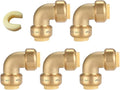 3/4" 90-Degree Pushfit Elbow,5 Pack Push-fit Elbows with 1 Pack Disconnect Clip, Push-to-Connect Plumbing Fittings for PEX, Copper, CPVC