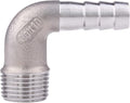 DERNORD 3/8" Hose Barb x 3/8" Male NPT Stainless Steel 90 Degree Elbow- Home Brew Pipe Fitting