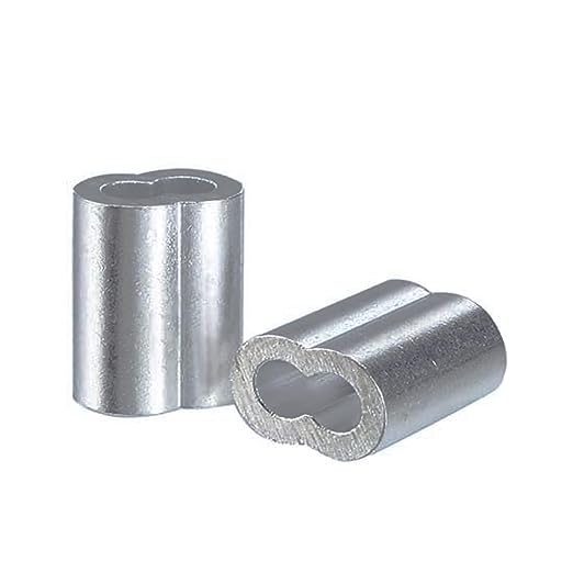 1/8"(3mm) Aluminum Crimping Loop Sleeves, Wire Rope Sleeves, Double Crimp Sleeve Cable Ferrule for Wire Rope and Cable 50PCS (1/8"(3MM))