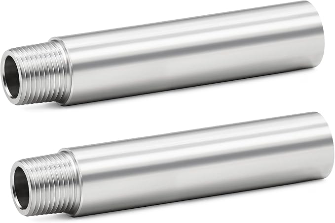 ChillWaves 304 Stainless Steel Pipe Fitting, Nipple Cast Pipe 1/4" NPT Male x 1/4" NPT Female Thread 4" Length(100MM)(2-PACK)