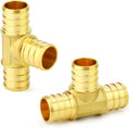 GASHER 2Pcs No Lead Brass 3/4" Pex Tee Fittings, 3/4 Inch Pex Fittings for Pex Tubing