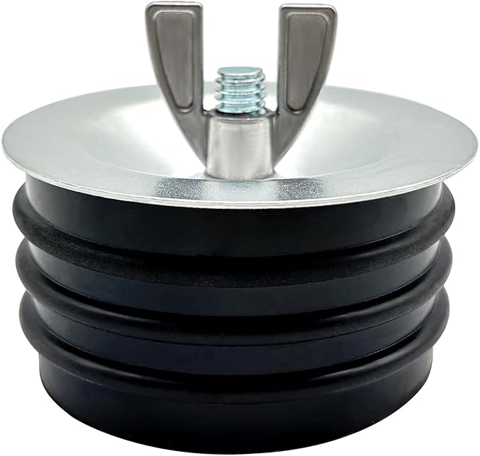Steel Mechanical Test Plug, Sturdy Sewer Cleanout Cap with Galvanized Screw and Wing Nut Fit for Most Pipe Sink Pool,Black (3 Inch)