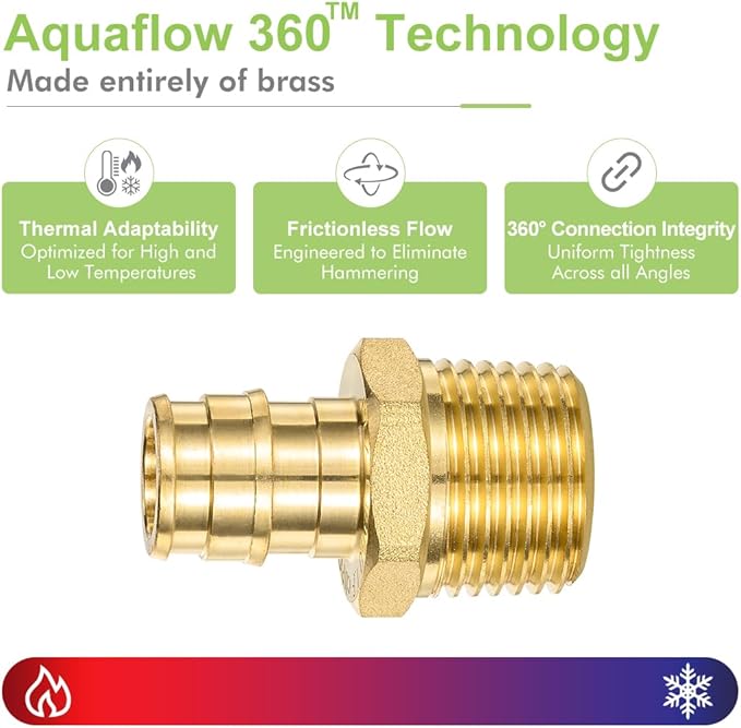 10 Pack 1/2" Pex-A Expansion Male Adapter, 1/2" NPT to 1/2" PEX Brass Expansion PEX-A Fittings,Zero-Lead Brass NSF/ANSI 61 NSF 372 Certificate, ASTM F1960 Certified
