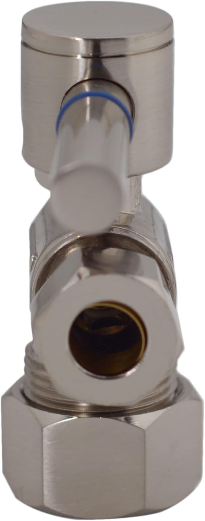 Westbrass R105BL-2-07 1/4-Turn Lever Handle Angle Stop Shut Off Valve, 5/8" OD x 3/8" OD, Satin Nickel (2-Pack)