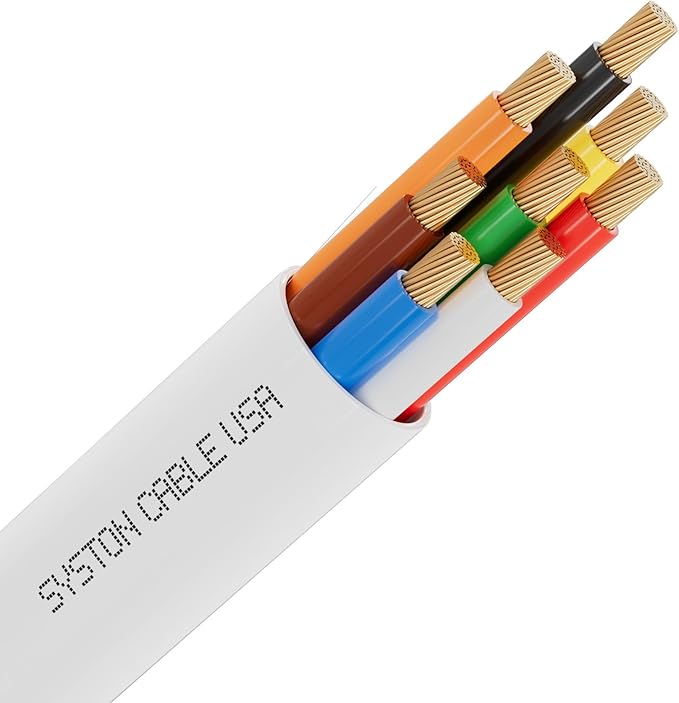 Syston 18/8 Low Voltage Security Sound Alarm Cable 100 ft 18 AWG 8 Conductors Stranded Copper Riser-Rated CMR/CL3R Unshielded 100% Copper Stranded,UV Resistant RoHS for Indoor/Outdoor Use