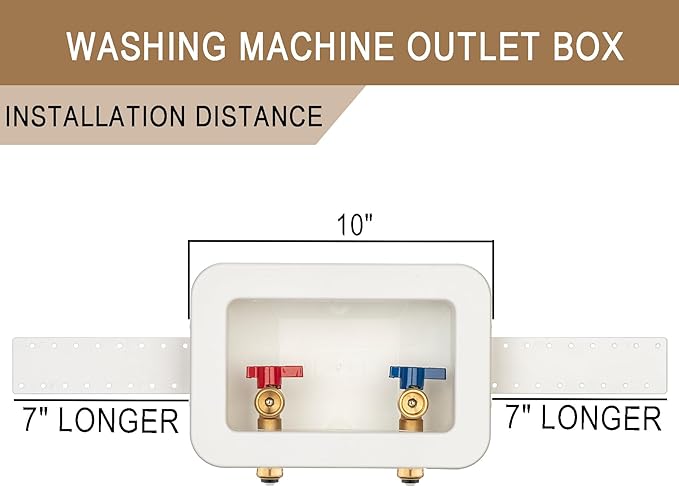[1 Piece] Lingmfg Washing Machine Outlet Box 1/2 inch Push- to-Connect with 2 inch Central Drain, Connect 3/4 inch Washing Machine Hoses LING -WMOB-WO-WHA-5