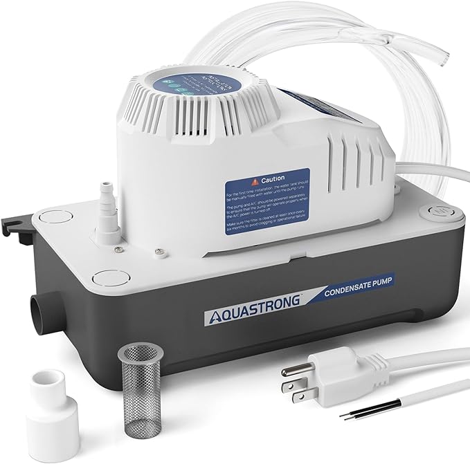 Aquastrong 115V 70 GPH HVAC Condensate Pump, AC Condensate Remove Pump with Automatic Safety Switch & & 19.7ft Tubing for Air Conditioner, Furnace, Dehumidifier,Ice Maker,3.3' Power Cord