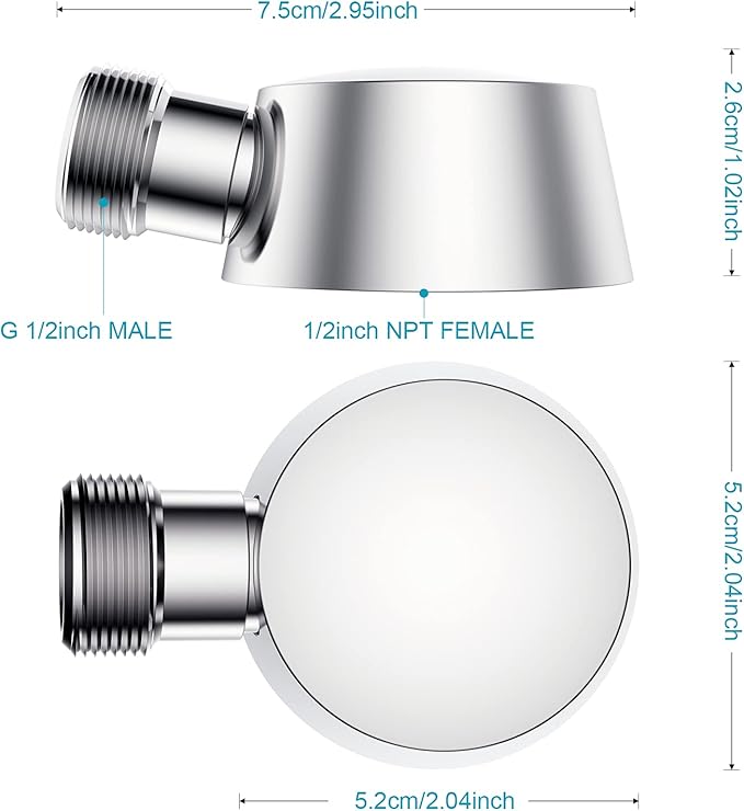 Solid Brass Round Wall Supply Elbow, Check Valve Included - Polished Chrome