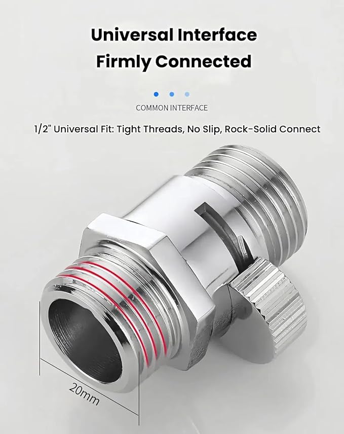 Premium Brass Shower Head Shut off Valve FOGZUVR - G 1/2" Shower Flow Restrictor Leak-Proof & Durable Construction with On/Off Switch for Handheld Shower Head,RV/Wall Mount Shower,Bidet Sprayer