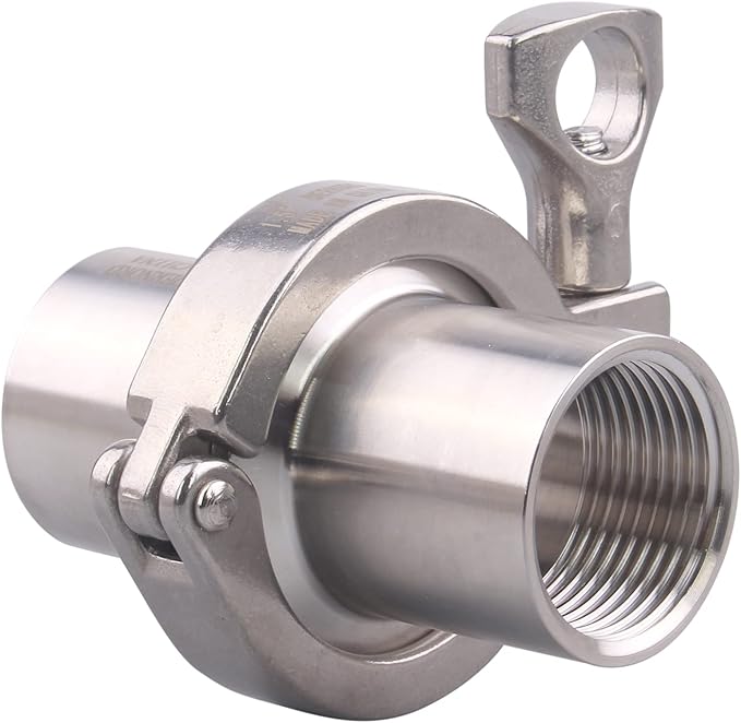 DERNORD 2 Pcs Sanitary Female Threaded Ferrule Pipe Fittings + SUS304 Tri-clamp (Tri-clover Clamp) + FKM Gasket (Female Threaded Pipe Size:1 Inch DN25)