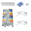 2Pcs Lever Wire Connectors, 4 in 8 Out, Push-in, Quick Wiring DIN Terminal Blocks, 0.7-2.5(4) mm², 600V 32A, 24Pcs Wire Ferrules Terminals & 4.72 Inch DIN Rail Included