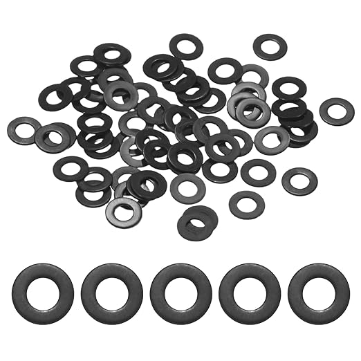 100-Pack M3 Flat Washers, Metric 7mm OD 0.5mm Thick 304 Stainless Steel Washers for Bolts Screws Nuts for Automotive/Machinery/Furniture, Flat Metal Washers [Black Galvanized]