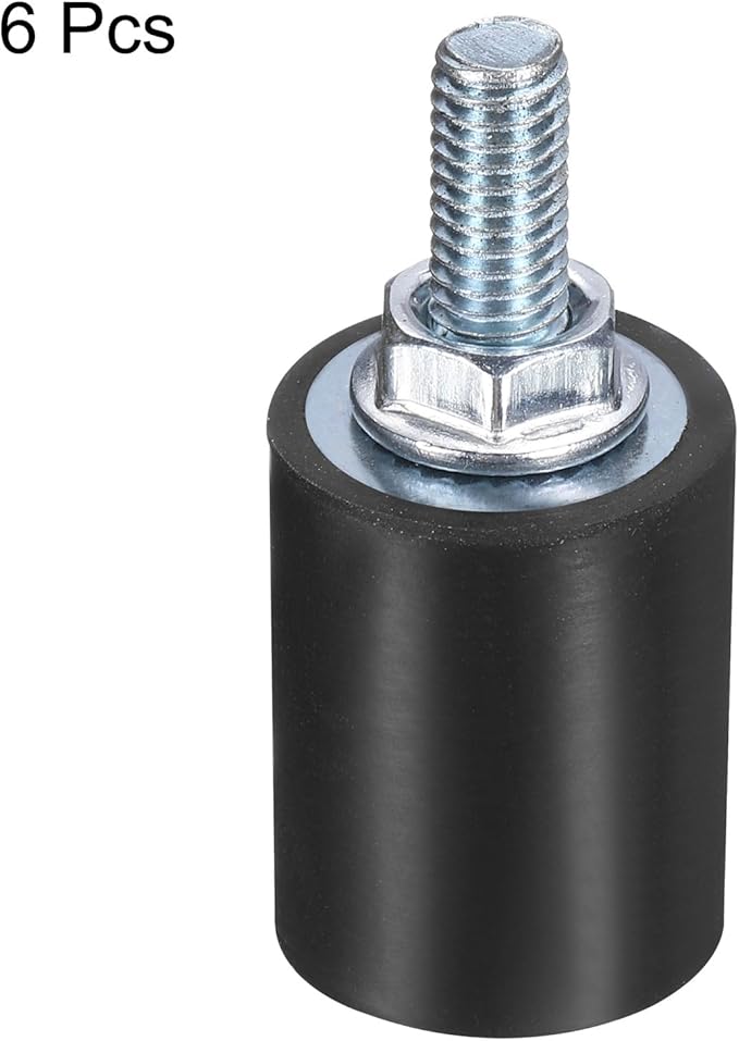 uxcell 6pcs M6x18mm Rubber Isolator Mounts with Studs 20x25mm Male Female Vibration Shock Absorber Zinc Plated Cylindrical Thread Mounts Anti Vibration Isolators with 6pcs M6 Lock Nuts