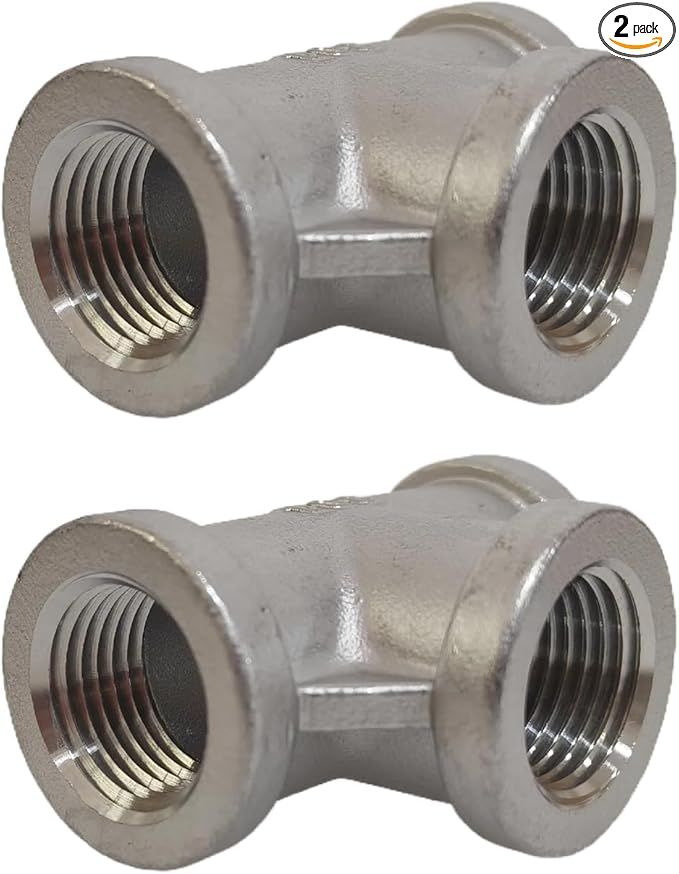 2Pcs Stainless Steel Pipe Fittings 1/2 NPT Tee, Metal Plumbing Fittings, 304 Stainless Steel 3-Way T-Shaped Connector, Corrosion-Resistant Tee Fittings for Water Gas Oil Pipeline
