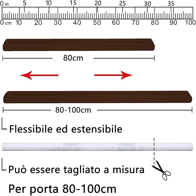 Door Draft Stopper for Doors 31-39" No Adhesive Draft Stopper for Bottom of Door Draught Excluder Under Door Wind Blocker Reduce Noise Draught Excluder Sweep Sound Proof(Brown)