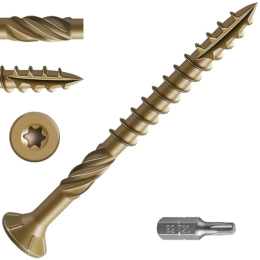#10 * 2-1/2" Deck Screws, (1214pcs) 15 lbs.Exterior Wood Screws, Rust Resistant epoxy Coated, Bronze, T25 Star Bit
