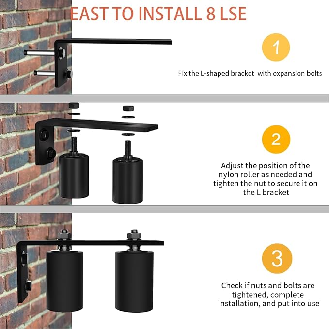 3" Gate Roller Guide with L-Bracket, Universal Adjustable Gate Guide Roller,Sliding Gate Rollers,Heavy Duty Sliding Gate Kit for Door Hardware and Sliding Gates