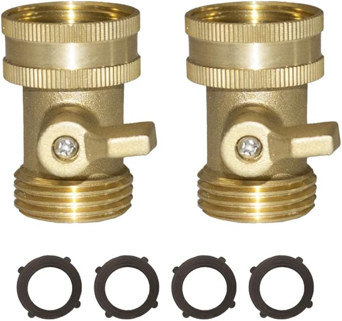 HQMPC Garden Hose Shut Off Valve 3/4" GHT Heavy Duty Hose On Off Valve Ball Valve 2 Pack With 4Pcs Washers