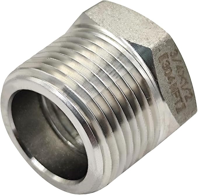 Beduan Stainless Steel Reducer Hex Bushing, 3/4" Male NPT to 1/2" Female NPT, Reducing Cast Pipe Adapter Fitting