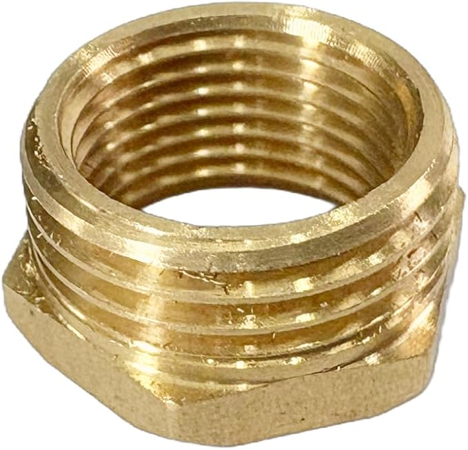 1/2" NPT Male x 3/8" NPT Female Brass Reducer Hex Bushing Threaded Pipe Fitting Reducing Adapter Pack of 2