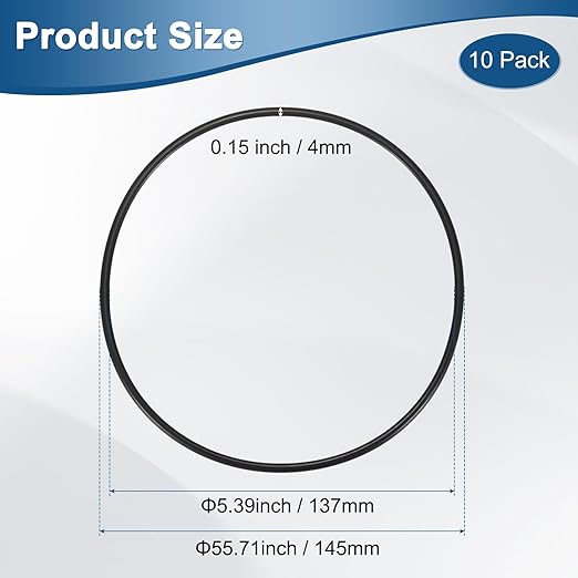 10-Pcak Nitrile Rubber O-Rings, 137mm ID, 145mm OD, 4mm Width, Metric Sealing Washer Gasket for Automotive Machine Plumbing/Faucet/Air or Gas Connections, Resists Oil and Heat