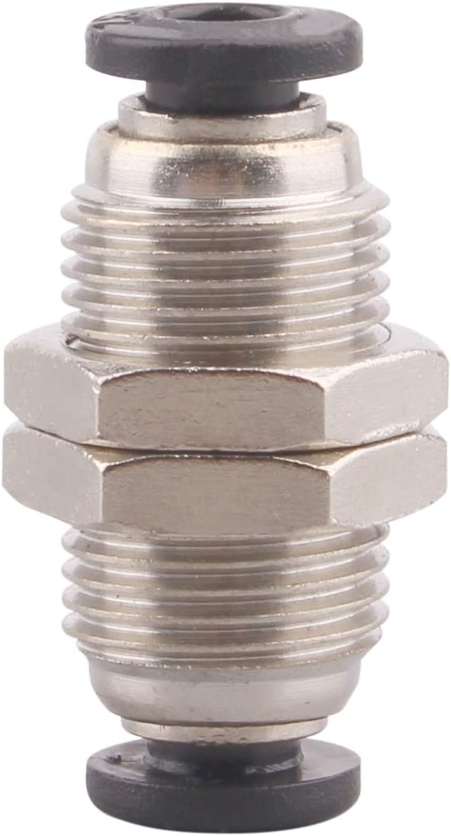 Bulkhead Union Push to Connect Tube Fitting 5/32 Inch Tube OD Double Threaded (5 Packs)