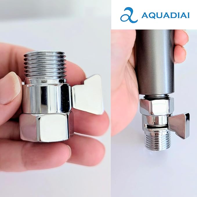 Water Flow Control Valve, Brass Shut Off Valve for Dual Shower Faucet, RV Shower Head with Hose Flow Restrictor, Chrome Faucet Shutoff Valve