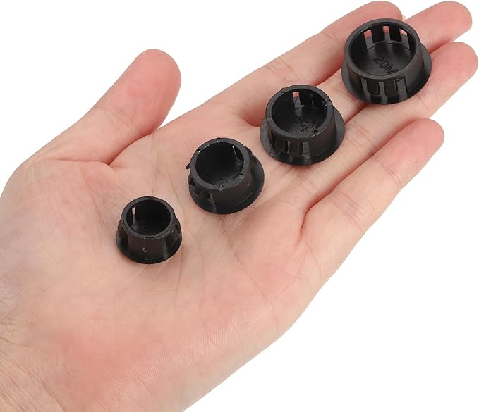 uxcell 25/32" Plastic Hole Plugs, 36Pcs Flush Type Panel Round Snap in Fastener Knockout Locking Plugs for Furniture Insert End Caps Panels, Black
