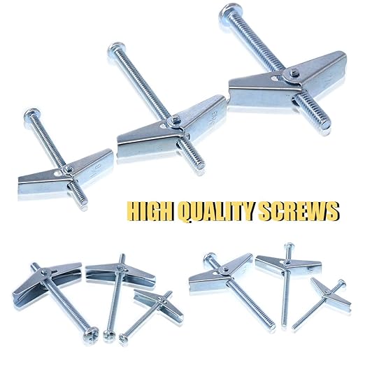 Swpeet Assorted 24 Pcs Toggle Bolt and Wing Nut Kit for Hanging Heavy Items on Drywall - 1/8 Inch, 3/16Inch, 1/4Inch