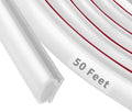 50 Feet D-Shape Rubber Weather Stripping Door Seal Strip, Self-Adhesive Backing Door Weatherstripping for Door Frame Insulation Large Gap, Easy Cut to Size(White)