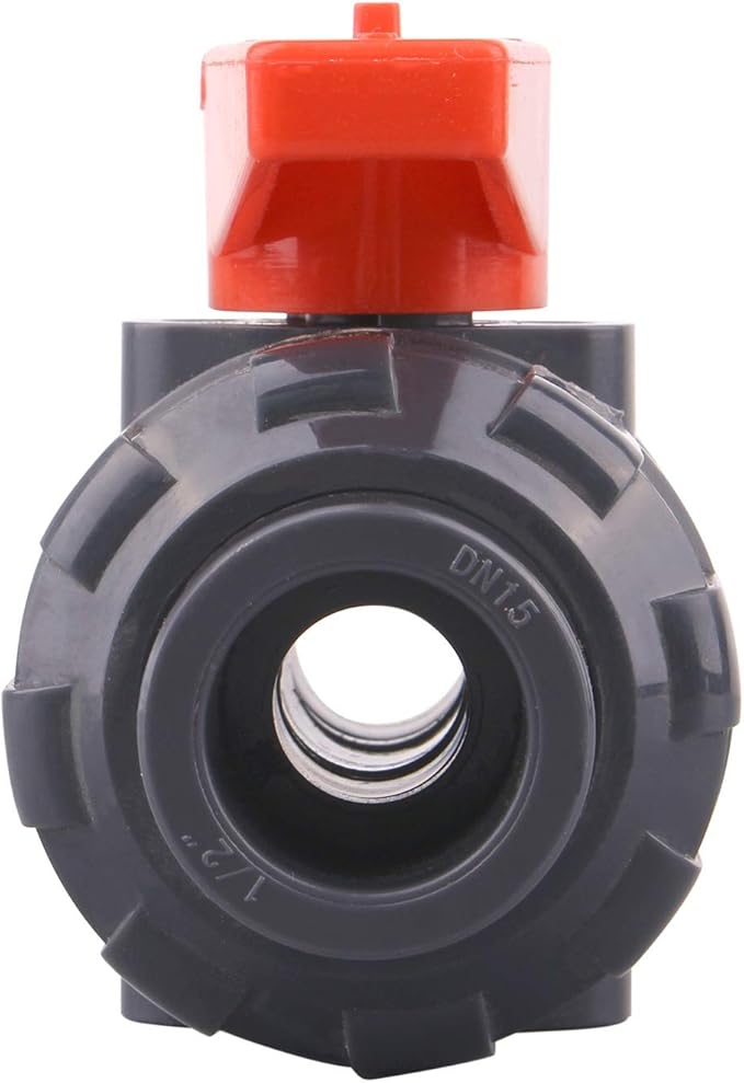 DERNORD PVC True Union Ball Valve with Full Port, EPDM O-Rings, and Reversible PTFE Seats,Rated at 200 PSI (1/2 inch Socket)