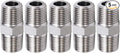 JoyTube 1/2" Male to 1/2" Male NPT Hex Nipple, Pipe Fittings 304 Stainless Steel Threaded (Pack of 5)