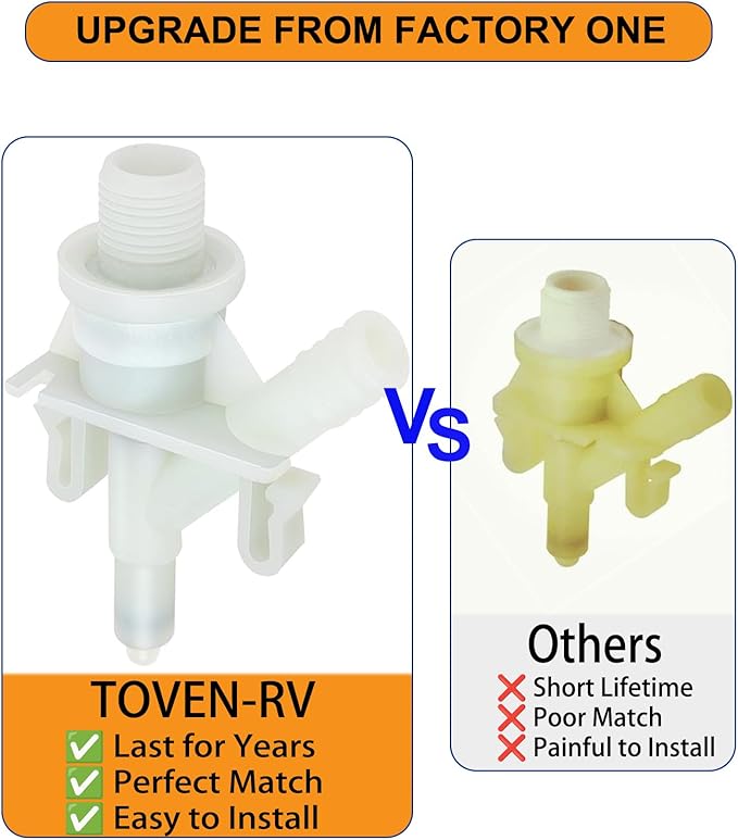 Upgraded RV Toilet Water Valve Replacement Kit Compatible with RV Toilet 300, 310, 320, Includes 385311641 Water Valve & 385311658 Toilet Seal, for Camper/Travel Trailers Pedal-Flush Toilet