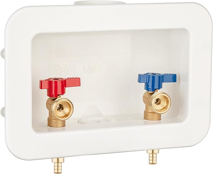 [1 Piece] Lingmfg Washing Machine Outlet Box 1/2 inch PEX-B Crimp with 2 inch Central Drain, Connect 3/4 inch Washing Machine Hoses LING -WMOB-WO-WHA-2