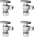 (Pack of 4) EFIELD Angle Stop Valve 1/2" Nominal (5/8" OD) Compression x 3/8" OD, 1/4-Turn,(VALVE116-4PCS)