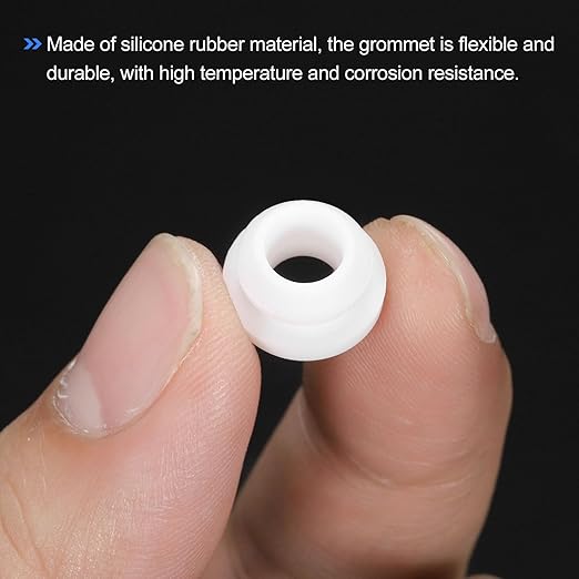 MECCANIXITY 20Pcs Snap Silicone Rubber Grommet Plug Mount Dia 8.5mm ID 6mm Narrow Groove Width 2mm Seal Anti-Scratch Sleeves for Electrical Box Cable Pipes White