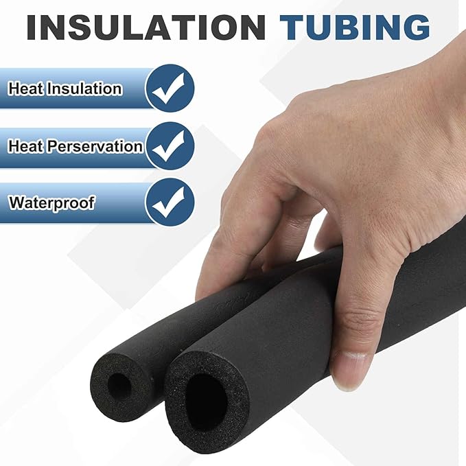 1/9" ID Pipe Insulation Foam Tube, EPDM Pipe Cover 1/3" OD Wrap Roll Bar Tubing 4.9FT Long - Insulation Freeze Heat Preservation for Guitar Stand/AC Units/Exercise Machine