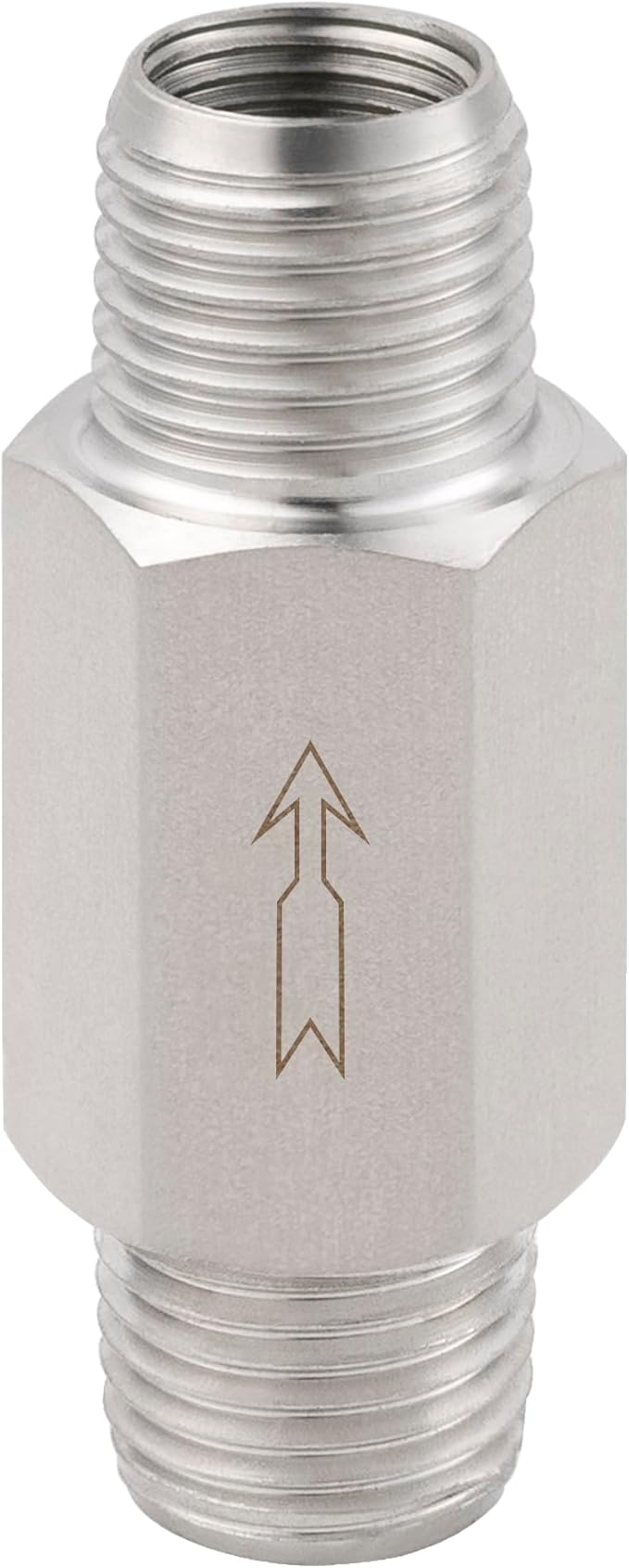 Yoebor 304 Stainless Steel Detachable Check Valve One Way Non-Return Valve for Water Oil Gas, 1pc (Mnpt x Mnpt, 1/4")