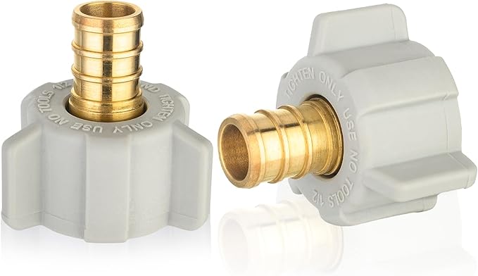 2-Pack HeSun PEX Fittings, 1/2" Pex x 1/2" Female NPT Swivel Adapter, Brass Crimp Fitting for ASTM F1807(PEX1807202-2)